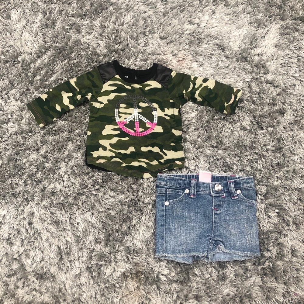 Amy Coe newborn shirt and denim shorts set